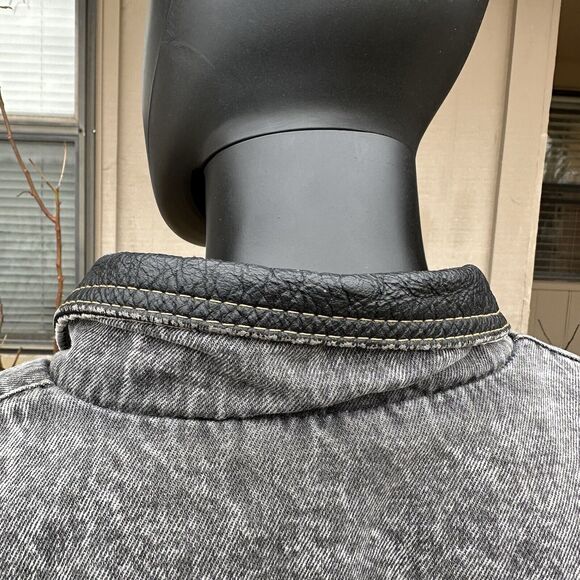 Vintage Joe Borders Squadron Mens XL Jacket Denim Full Zip Distressed Washed - Picture 8 of 15